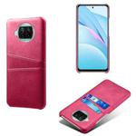 For Xiaomi Mi 10T Lite Calf Texture PC + PU Leather Back Cover Shockproof Case with Dual Card Slots(Rose Red)