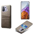 For Xiaomi Mi 11 Pro 5G Calf Texture PC + PU Leather Back Cover Shockproof Case with Dual Card Slots(Grey)