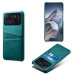 For Xiaomi Mi 11 Ultra Calf Texture PC + PU Leather Back Cover Shockproof Case with Dual Card Slots(Green)