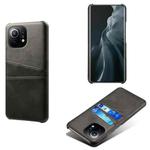 For Xiaomi Mi 11 Calf Texture PC + PU Leather Back Cover Shockproof Case with Dual Card Slots(Black)