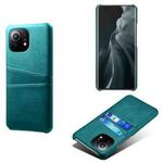 For Xiaomi Mi 11 Calf Texture PC + PU Leather Back Cover Shockproof Case with Dual Card Slots(Green)
