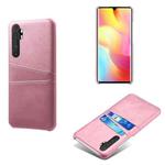 For Xiaomi Mi Note 10 Lite Calf Texture PC + PU Leather Back Cover Shockproof Case with Dual Card Slots(Pink)