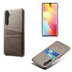 For Xiaomi Mi Note 10 Lite Calf Texture PC + PU Leather Back Cover Shockproof Case with Dual Card Slots(Grey)