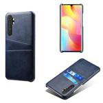 For Xiaomi Mi Note 10 Lite Calf Texture PC + PU Leather Back Cover Shockproof Case with Dual Card Slots(Blue)