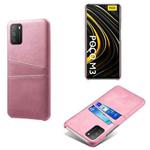 For Xiaomi Poco M3 Calf Texture PC + PU Leather Back Cover Shockproof Case with Dual Card Slots(Pink)