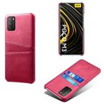 For Xiaomi Poco M3 Calf Texture PC + PU Leather Back Cover Shockproof Case with Dual Card Slots(Rose Red)