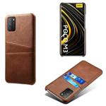 For Xiaomi Poco M3 Calf Texture PC + PU Leather Back Cover Shockproof Case with Dual Card Slots(Brown)