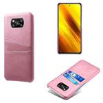 For Xiaomi Poco X3 Calf Texture PC + PU Leather Back Cover Shockproof Case with Dual Card Slots(Pink)