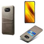For Xiaomi Poco X3 Calf Texture PC + PU Leather Back Cover Shockproof Case with Dual Card Slots(Grey)