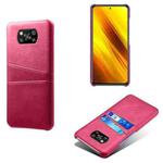 For Xiaomi Poco X3 Calf Texture PC + PU Leather Back Cover Shockproof Case with Dual Card Slots(Rose Red)