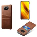 For Xiaomi Poco X3 Calf Texture PC + PU Leather Back Cover Shockproof Case with Dual Card Slots(Brown)