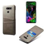 For LG G8 ThinQ Calf Texture PC + PU Leather Back Cover Shockproof Case with Dual Card Slots(Grey)