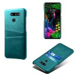 For LG G8 ThinQ Calf Texture PC + PU Leather Back Cover Shockproof Case with Dual Card Slots(Green)