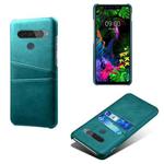 For LG G8S ThinQ Calf Texture PC + PU Leather Back Cover Shockproof Case with Dual Card Slots(Green)