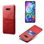 For LG G8X ThinQ Calf Texture PC + PU Leather Back Cover Shockproof Case with Dual Card Slots(Red)