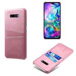 For LG G8X ThinQ Calf Texture PC + PU Leather Back Cover Shockproof Case with Dual Card Slots(Rose Gold)