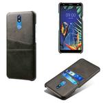 For LG K40 Calf Texture PC + PU Leather Back Cover Shockproof Case with Dual Card Slots(Black)
