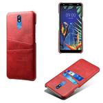 For LG K40 Calf Texture PC + PU Leather Back Cover Shockproof Case with Dual Card Slots(Red)