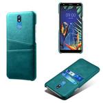 For LG K40 Calf Texture PC + PU Leather Back Cover Shockproof Case with Dual Card Slots(Green)