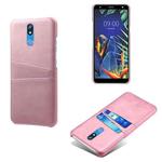 For LG K40 Calf Texture PC + PU Leather Back Cover Shockproof Case with Dual Card Slots(Rose Gold)