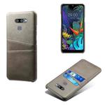 For LG K50 Calf Texture PC + PU Leather Back Cover Shockproof Case with Dual Card Slots(Grey)