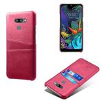 For LG K50 Calf Texture PC + PU Leather Back Cover Shockproof Case with Dual Card Slots(Rose Red)