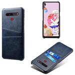 For LG K51S Calf Texture PC + PU Leather Back Cover Shockproof Case with Dual Card Slots(Blue)
