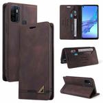 For OPPO A53 / A32 / A53S Skin Feel Anti-theft Brush Horizontal Flip Leather Case with Holder & Card Slots & Wallet(Brown)