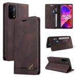 For OPPO A93 5G Skin Feel Anti-theft Brush Horizontal Flip Leather Case with Holder & Card Slots & Wallet(Brown)