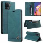 For OPPO A94 Skin Feel Anti-theft Brush Horizontal Flip Leather Case with Holder & Card Slots & Wallet(Blue)