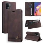 For OPPO A94 Skin Feel Anti-theft Brush Horizontal Flip Leather Case with Holder & Card Slots & Wallet(Brown)