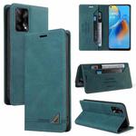 For OPPO F19 / A74 Skin Feel Anti-theft Brush Horizontal Flip Leather Case with Holder & Card Slots & Wallet(Blue)