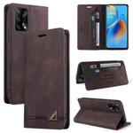 For OPPO F19 / A74 Skin Feel Anti-theft Brush Horizontal Flip Leather Case with Holder & Card Slots & Wallet(Brown)