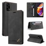 For OPPO Realme 7 Pro Skin Feel Anti-theft Brush Horizontal Flip Leather Case with Holder & Card Slots & Wallet(Black)