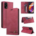 For OPPO Realme 7 Pro Skin Feel Anti-theft Brush Horizontal Flip Leather Case with Holder & Card Slots & Wallet(Wine Red)