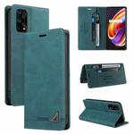 For OPPO Realme 7 Pro Skin Feel Anti-theft Brush Horizontal Flip Leather Case with Holder & Card Slots & Wallet(Blue)
