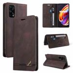 For OPPO Realme 7 Pro Skin Feel Anti-theft Brush Horizontal Flip Leather Case with Holder & Card Slots & Wallet(Brown)