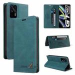 For OPPO Realme GT Skin Feel Anti-theft Brush Horizontal Flip Leather Case with Holder & Card Slots & Wallet(Blue)