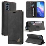 For OPPO Reno5 Pro 5G Skin Feel Anti-theft Brush Horizontal Flip Leather Case with Holder & Card Slots & Wallet(Black)