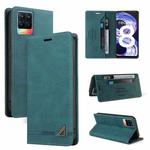 For OPPO Realme 8 Skin Feel Anti-theft Brush Horizontal Flip Leather Case with Holder & Card Slots & Wallet(Blue)