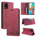For OPPO Realme V13 Skin Feel Anti-theft Brush Horizontal Flip Leather Case with Holder & Card Slots & Wallet(Wine Red)
