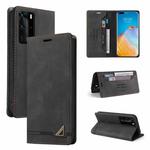For Huawei P40 Pro Skin Feel Anti-theft Brush Horizontal Flip Leather Case with Holder & Card Slots & Wallet(Black)