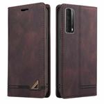 For Huawei P Smart 2021 Skin Feel Anti-theft Brush Horizontal Flip Leather Case with Holder & Card Slots & Wallet(Brown)
