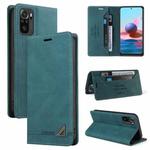 For Xiaomi Redmi Note 10 Skin Feel Anti-theft Brush Horizontal Flip Leather Case with Holder & Card Slots & Wallet(Blue)