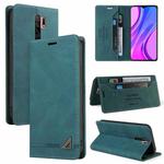 For Xiaomi Redmi 9 Skin Feel Anti-theft Brush Horizontal Flip Leather Case with Holder & Card Slots & Wallet(Blue)