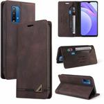For Xiaomi Redmi 9T Skin Feel Anti-theft Brush Horizontal Flip Leather Case with Holder & Card Slots & Wallet(Brown)
