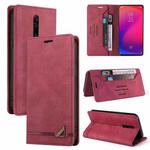 For Xiaomi Redmi K20 Skin Feel Anti-theft Brush Horizontal Flip Leather Case with Holder & Card Slots & Wallet(Wine Red)