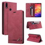 For Xiaomi Redmi Note 7 Skin Feel Anti-theft Brush Horizontal Flip Leather Case with Holder & Card Slots & Wallet(Wine Red)