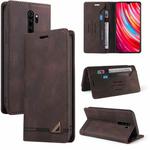 For Xiaomi Redmi Note 8 Pro Skin Feel Anti-theft Brush Horizontal Flip Leather Case with Holder & Card Slots & Wallet(Brown)