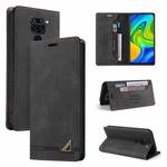 For Xiaomi Redmi Note 9 Skin Feel Anti-theft Brush Horizontal Flip Leather Case with Holder & Card Slots & Wallet(Black)